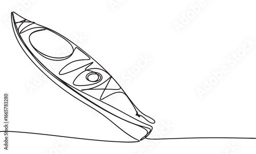 Kayak in Minimalist Line Art Style