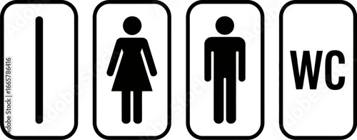 Restroom toilet wc lavatory sign gender neutral male female
