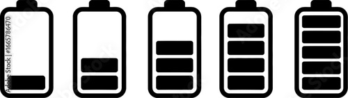 Battery charge level indicator icon set vector illustration