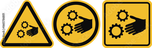 Warning sign hand entanglement hazard safety precaution icon