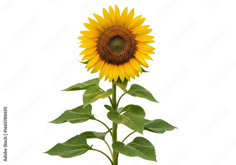 Fototapeta premium Sunflower Plant on White Background