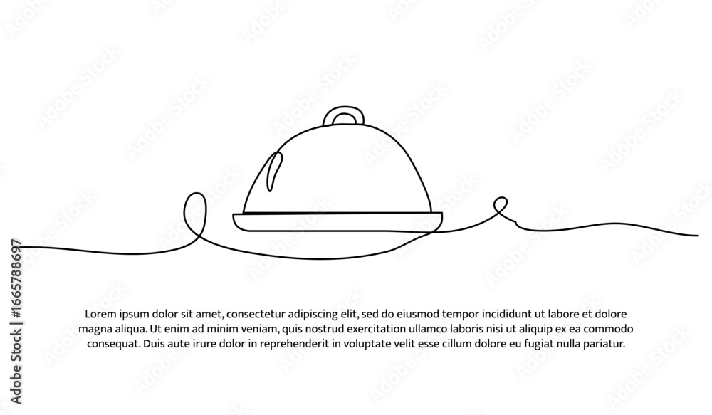 Fototapeta premium One line of serving tray. Abstract minimal continuous line.