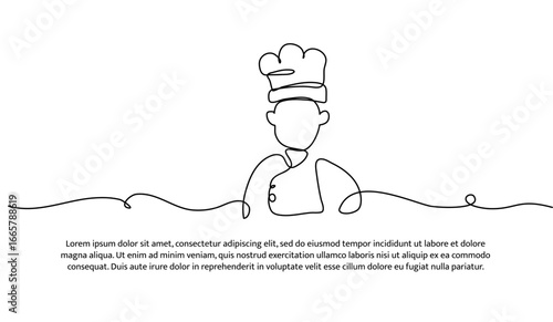 One line of chef. Abstract minimal continuous line.