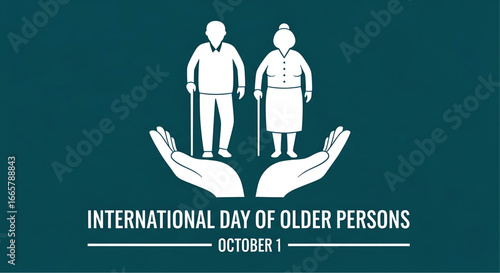 Elderly Couple Supported by Hands, Walking with Canes, White Silhouettes