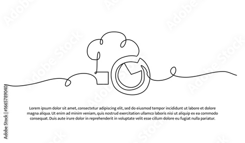 One line of speed of service in restaurants. Abstract minimal continuous line.