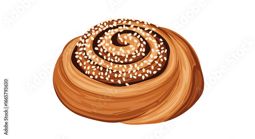 Deliciously sweet spiral pastry with a rich cinnamon swirl and crunchy sesame seed topping a perfect treat