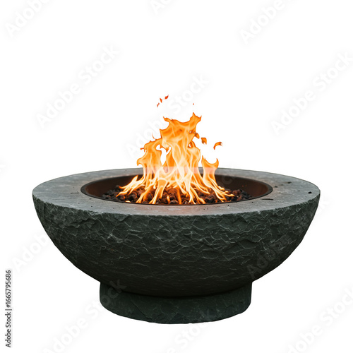 Isolated Photo of Burning Fire Pit with Flames on Transparent Background
