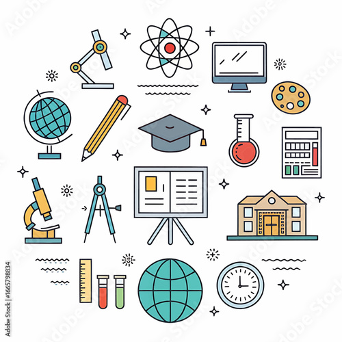 Education themed flat lay