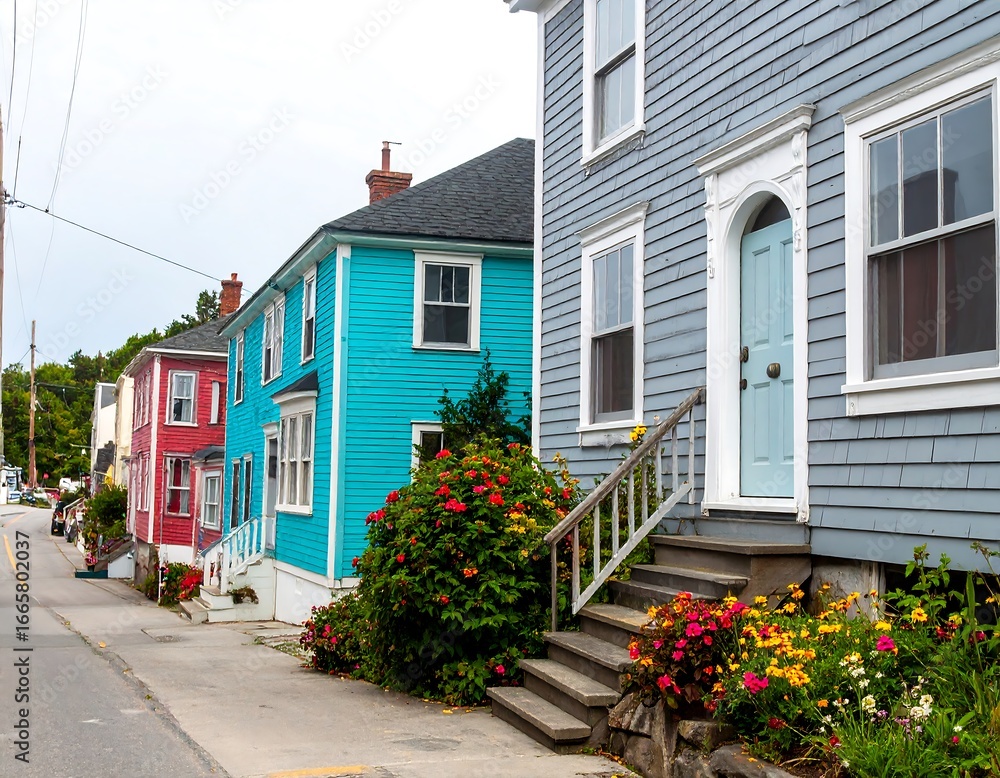 Obraz premium Colorful houses lining a street