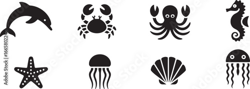 Ocean Animal Silhouette Vector Collection