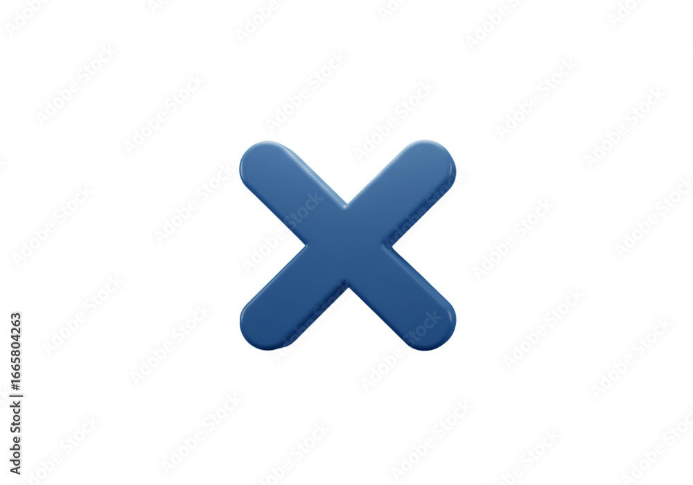 Fototapeta premium Illustration Of A Blue X Mark Cross Symbol Isolated Against A Black Background