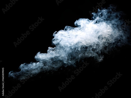 Ethereal white smoke swirling against a black background, creating a dramatic and mysterious atmosphere