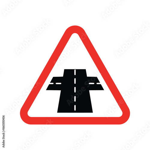 Road divided warning sign vector illustration traffic safety symbol highway alert icon