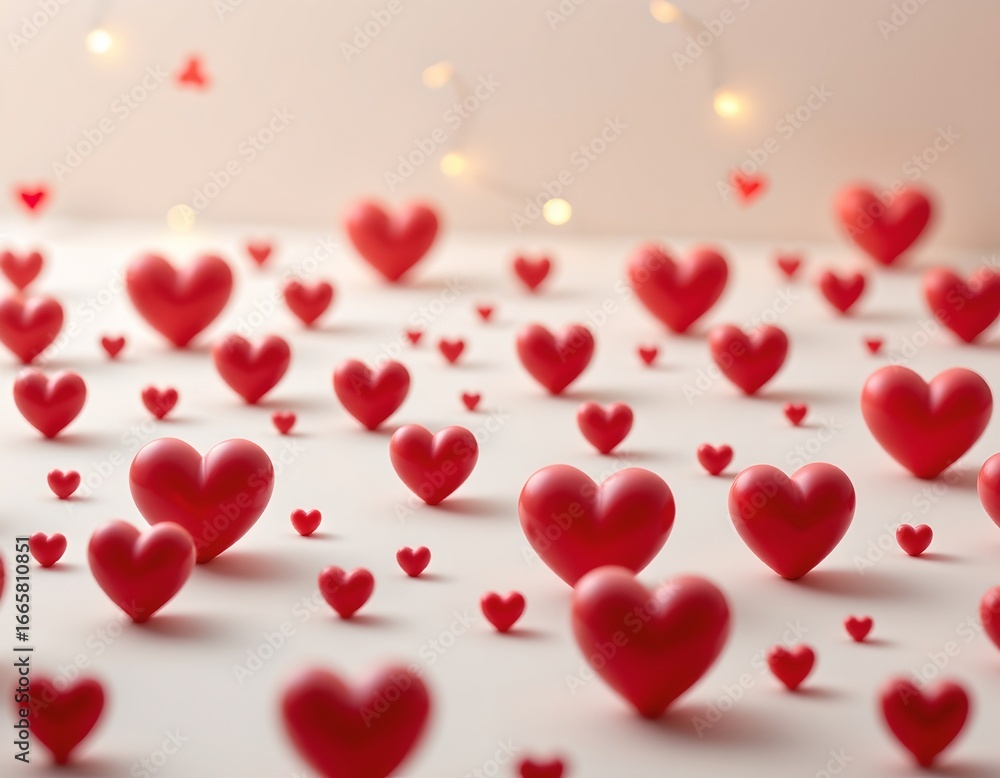 Obraz premium Stylized Heart Shape with Red Figures and Soft Gradient Background