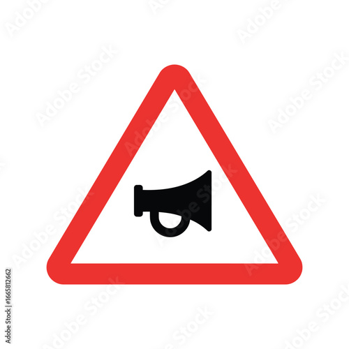 Warning sign sound horn alert caution traffic safety symbol vector illustration