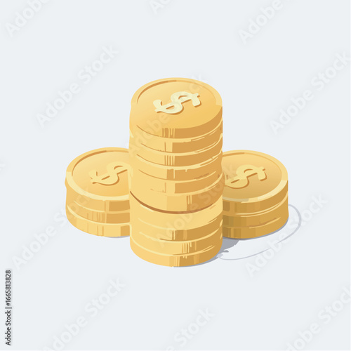 Stacks of gold coins representing wealth and prosperity sitting on a light gray surface, symbolizing financial success and investment opportunities.