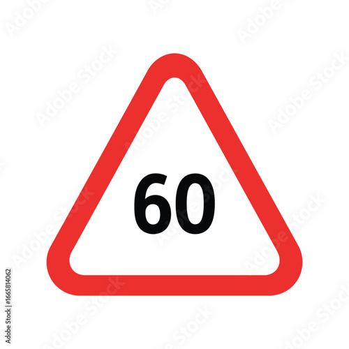 Free Download Red triangle speed limit 60 road sign warning traffic symbol cautionary information - GFXLoad