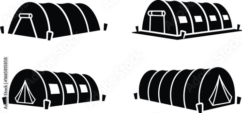 Set of camping tent icons, perfect for outdoor adventure and recreational activities