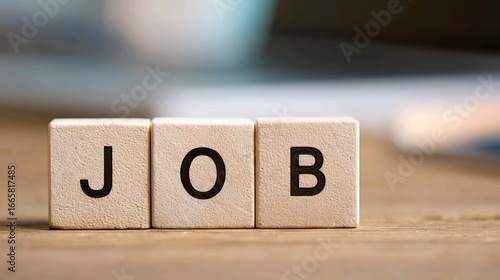 Wooden Blocks Spelling Job on Table