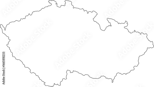 A clean, minimalist vector outline map of the Czech Republic. Ideal for designs needing a simple, elegant geographic shape for travel, education, or web projects.