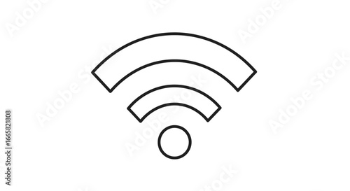 Simple black line drawing of a wifi signal icon