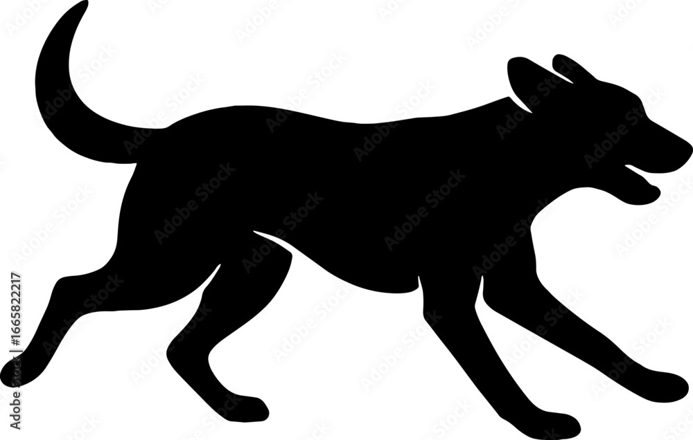 Obraz premium Running Dog Silhouette - Active Pet Vector Illustration With White Background 
