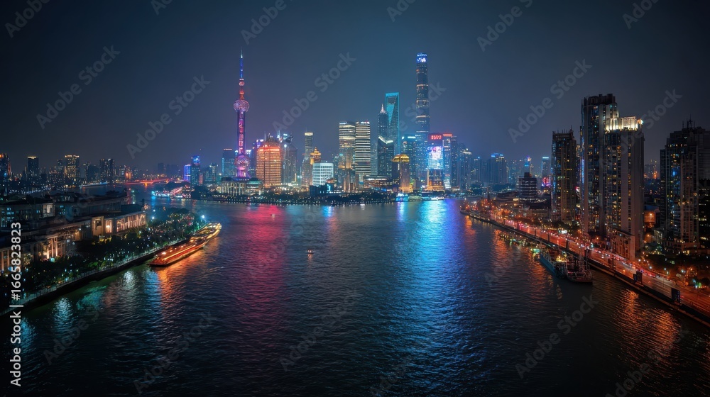 Obraz premium shanghai at night china no logos no brands ar 169