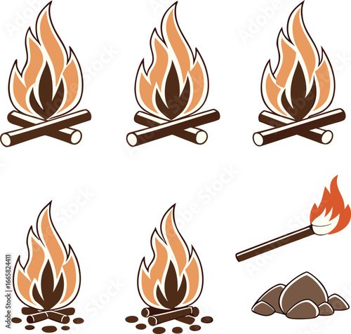 Vector line art color icon set and ecology icon 