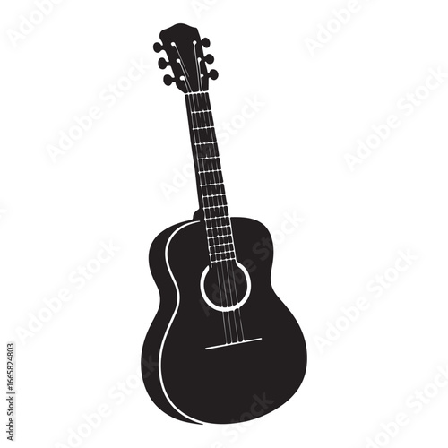 Acoustic Guitar Silhouette Icon Vector Illustration silhouette