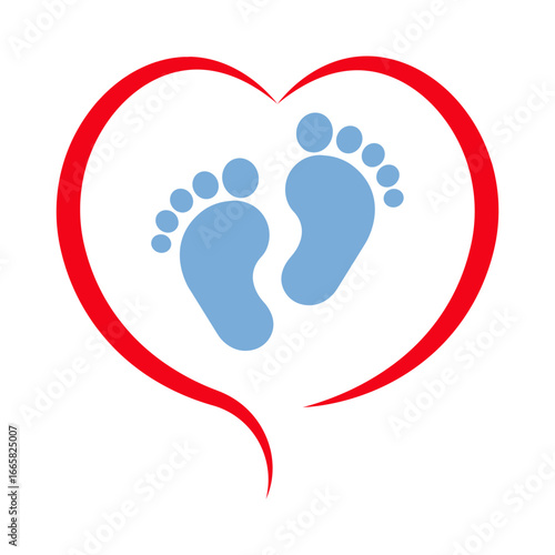 Baby footprint silhouette vector design isolated on a white background. Baby shower. Newborn baby. Heart shape. Boy or girl. vector illustration