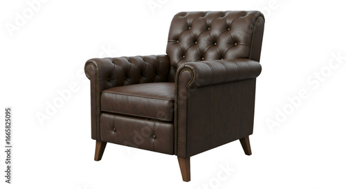 Wallpaper Mural Isolated Brown Leather Armchair on Transparent Background Realistic 3D Illustration Torontodigital.ca