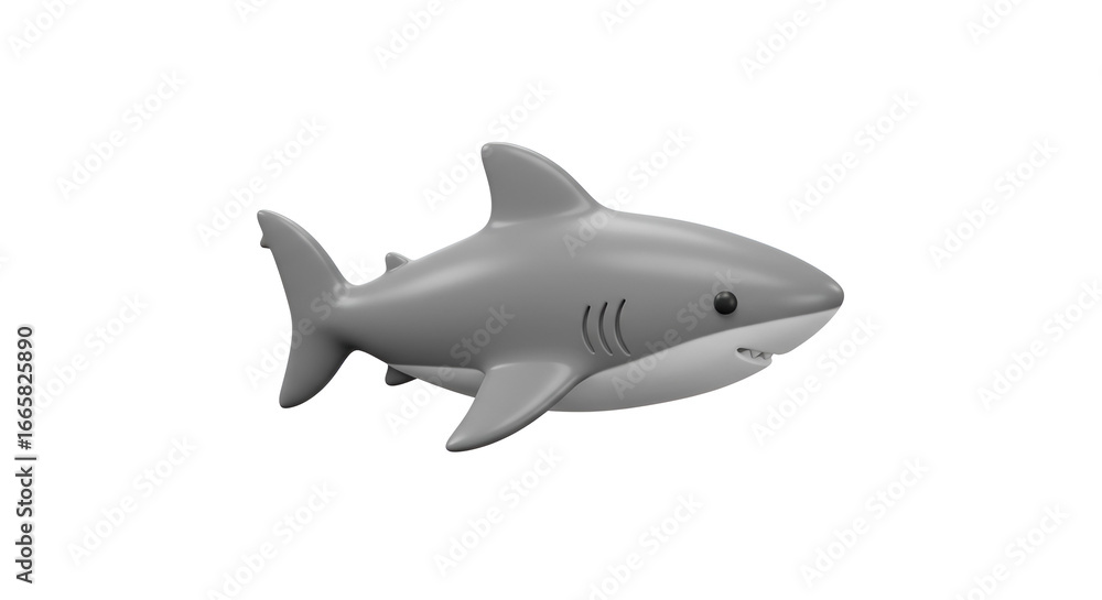 Fototapeta premium Cartoon Style Shark Illustration Isolated on White Background, a Predator of the Ocean