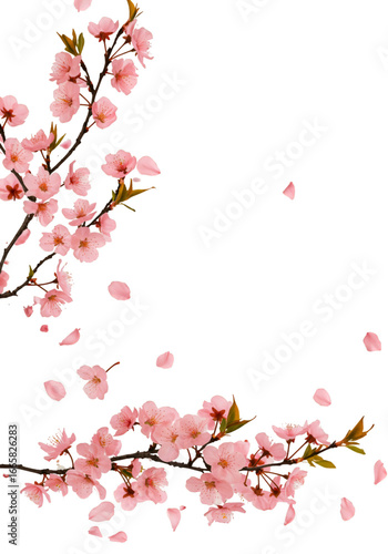 Isolated Cherry Blossom Illustration Pink Flowers on Transparent Background