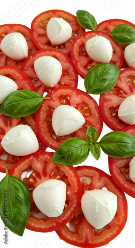 Photo Tomato Mozzarella and Basil Salad Ingredients On Transparent Background
