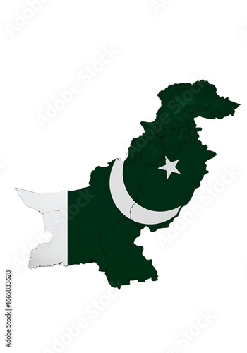 Isolated Pakistan Flag Map Illustration On Transparent Background