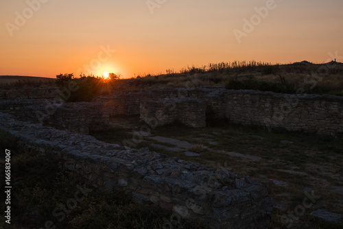 A Beautiful View of the Ruins of Argamum (Dobrogea, Romania) at Sunset