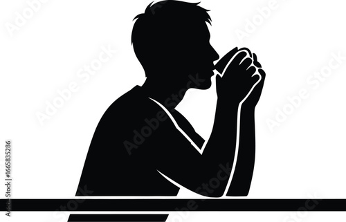 Silhouette of a man drinking coffee, enjoying a hot beverage at a table in a cafe