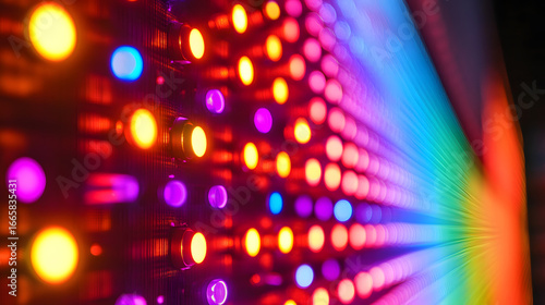 Wallpaper Mural Vibrant abstract bokeh lights create a dynamic, glowing, futuristic digital art pattern with a rainbow effect. Torontodigital.ca