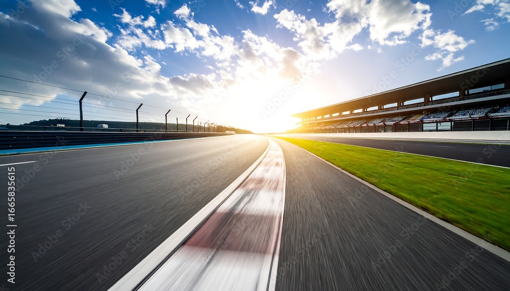 Naklejka premium Empty racetrack at sunset