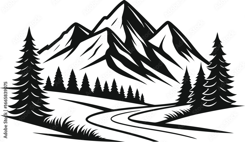 Obraz premium Mountain Landscape Vector - Nature's Path