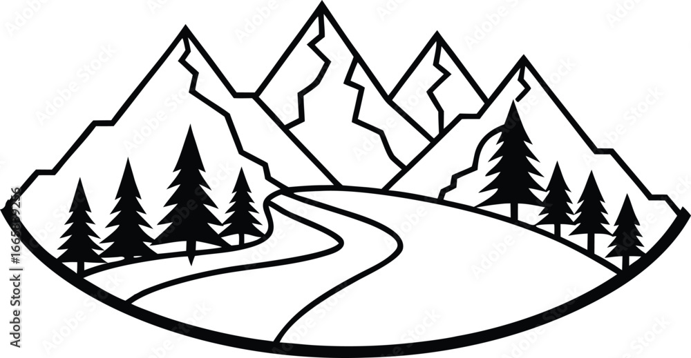 Obraz premium Mountain Landscape Vector - Nature's Path
