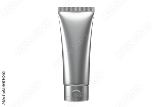Isolated Silver Cosmetic Tube Product Illustration with Transparent Background