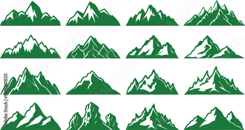  Mountain Peaks Silhouettes - Outdoor Landscape & Adventure Set