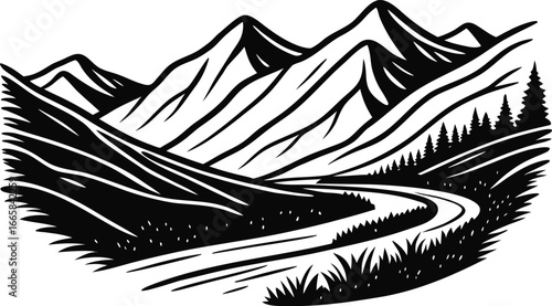  Mountain Peaks Silhouettes - Outdoor Landscape & Adventure Set