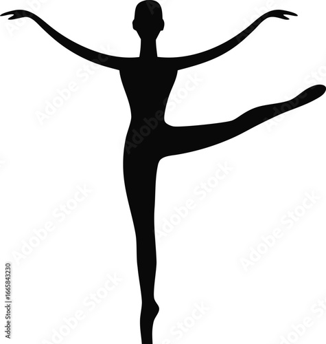 Elegant Ballerina Silhouette - Dance Pose Vector Illustration