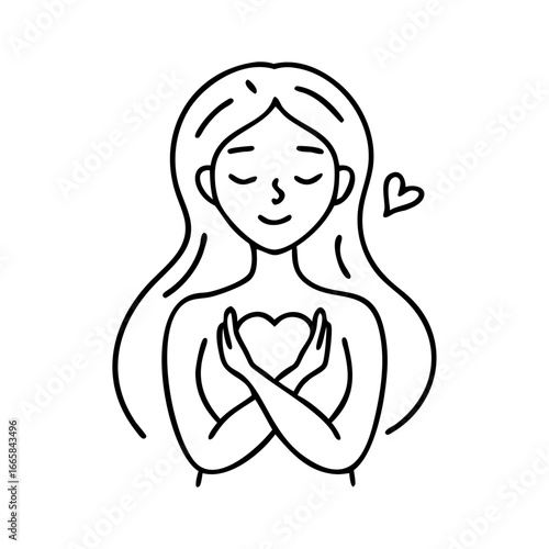 Feminine energy self love self acceptance self care mindfulness spirituality png line art