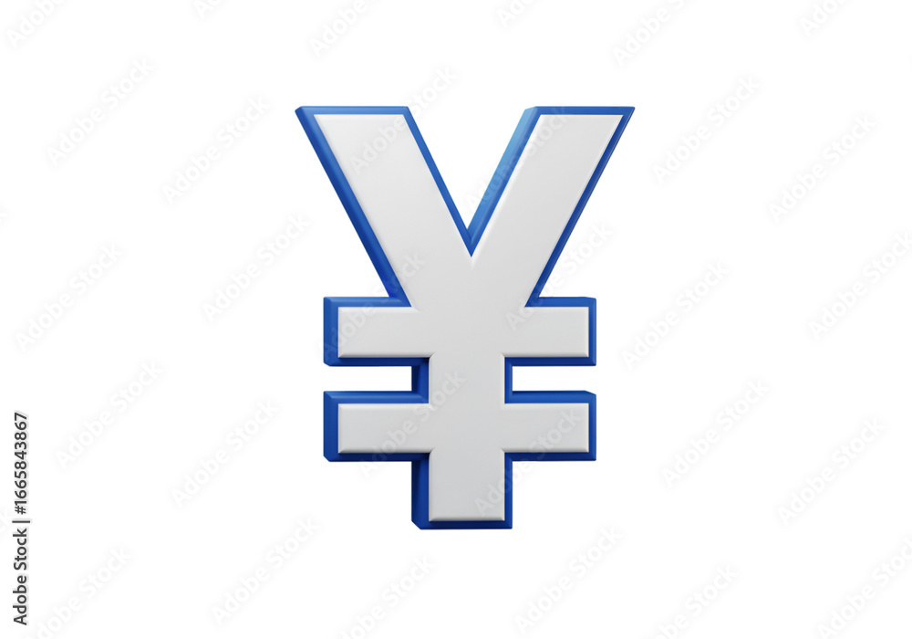 Obraz premium Isolated Yen Symbol Illustration with Blue and White Colors on Black Background