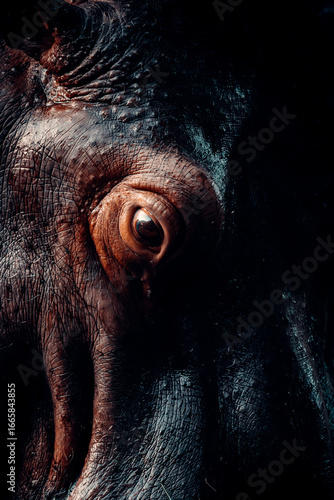 A detailed view of an octopus reveals its unique textures and patterns. The image highlights the eye and skin, showcasing the creature's beauty beneath ocean waters.