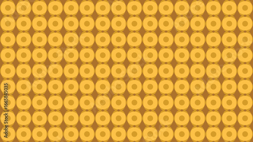 Abstract golden honeycomb concept with circles and rhombuses effect pattern forms a seamless textured background 