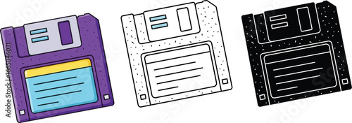 Retro floppy disk vector illustration vintage data storage media art